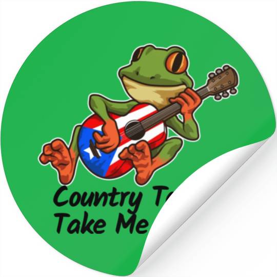 Frog With Guitar Country Toads Take Me Home Stickers
