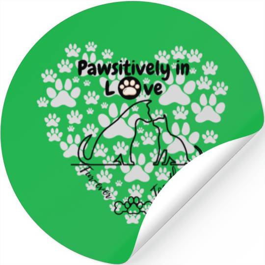 Couple of pets, silhouettes couple dog&cat Stickers