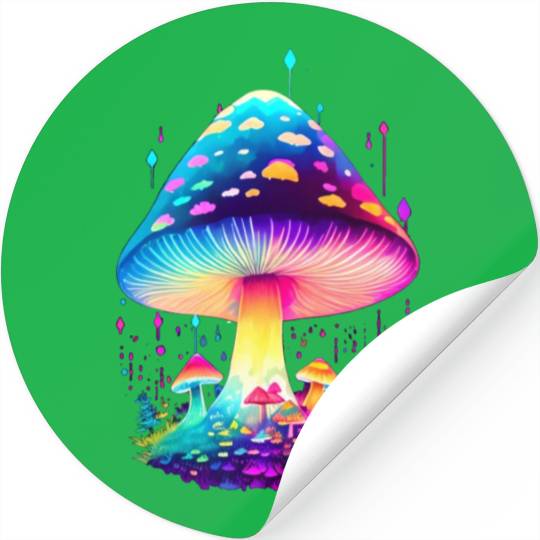 Enchanting Fungi: A Neon Wonderland Stickers