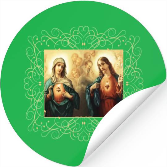 Sacred Heart and Immaculate Heart Picture Jesus an Stickers