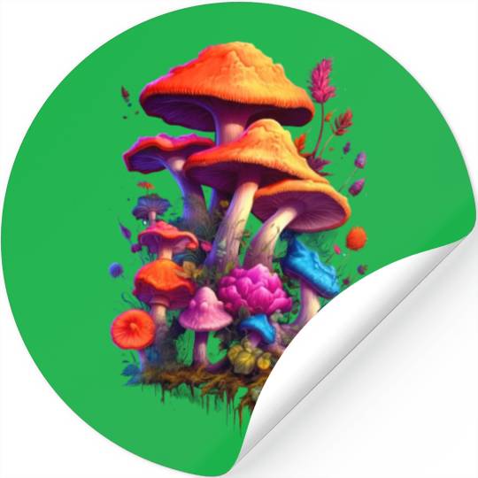 Trippy Neon Mushrooms#12 Stickers