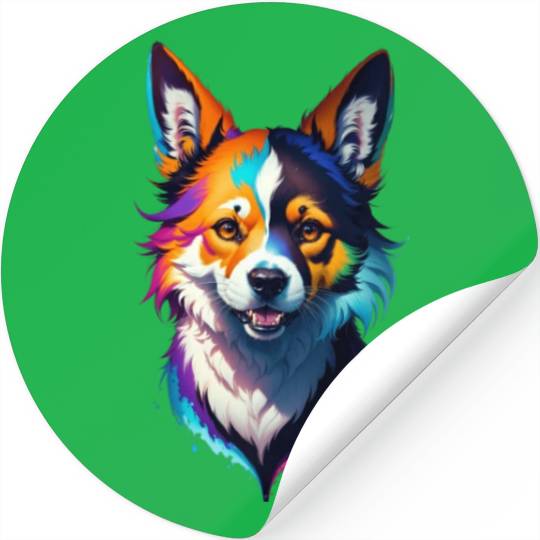 colorful rainbow realistic corgi dog design Stickers