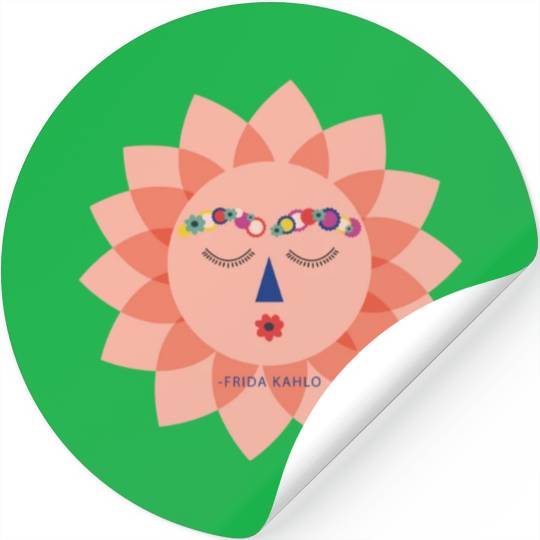 Colorful Cute Funny Sun Frida Kahlo Portrait Viva Stickers