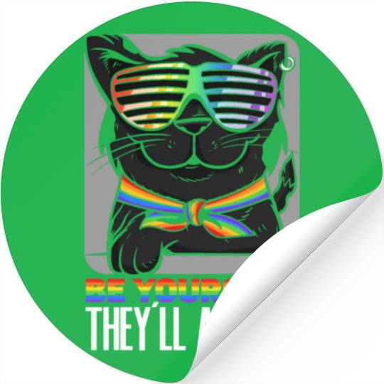 Be Yourself They'll Adjust Rainbow Cat Feline Stickers