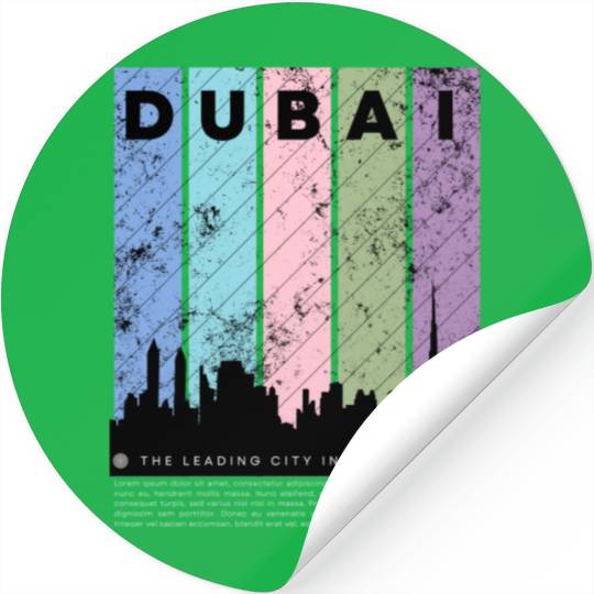 Black Colorful Dubai The Leading City in the World Stickers