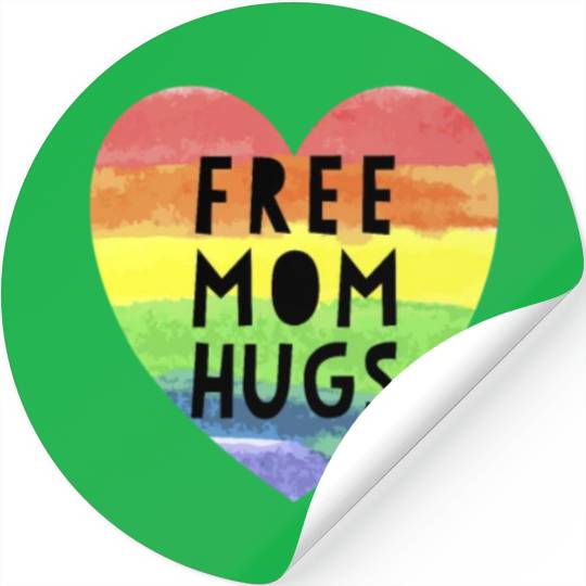 Free Mom Hugs LGBTQ Plus Rainbow Heart Free Hugs Stickers