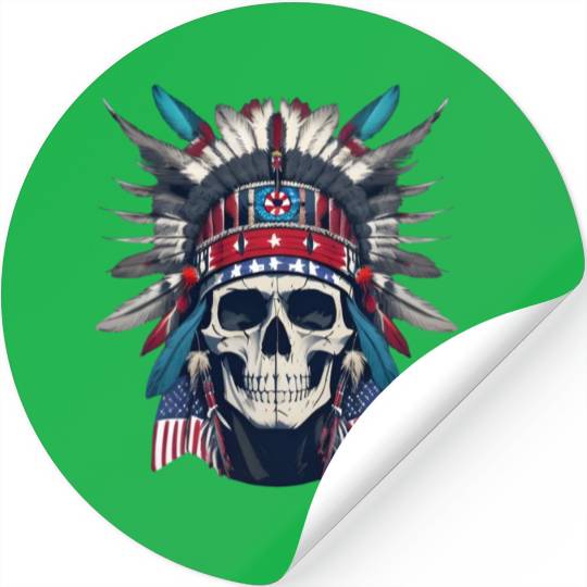 American Skull 4th of July Stickers