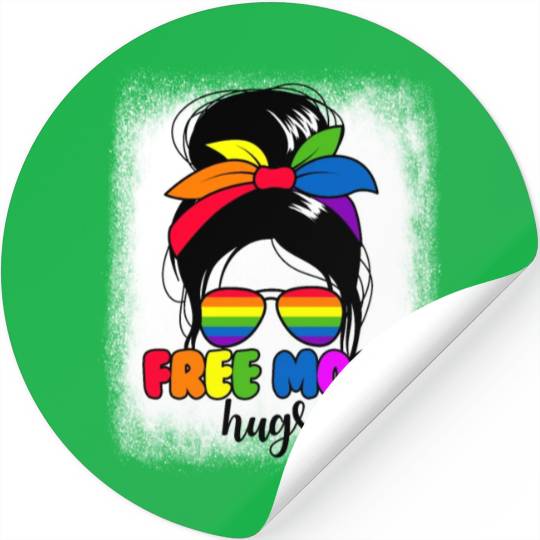 Free Mom Hugs Womens Messy Bun LGBTQ Free Mom Hugs Stickers