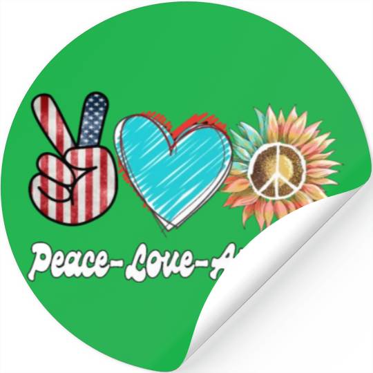 Peace Love America US Flag Fourth Womens JULY 4TH Stickers