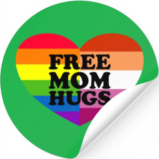 Free Mom Hugs Gay Pride Lesbian Flag LGBTQ Stickers