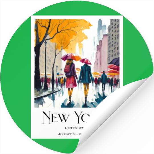 Couple walking in the streets of New York City Stickers