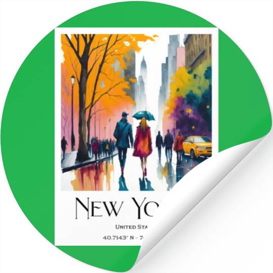 Couple walking in the streets of New York City Stickers