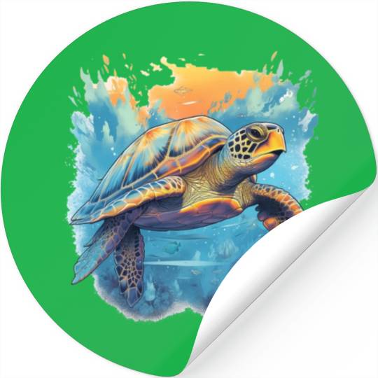 Serene Underwater Turtle Stickers