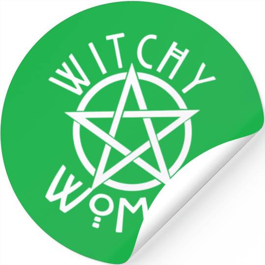 WITCHY WOMAN WITH STAR AND CIRCLE green Stickers