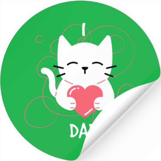 I Love Dad Kitten Stickers