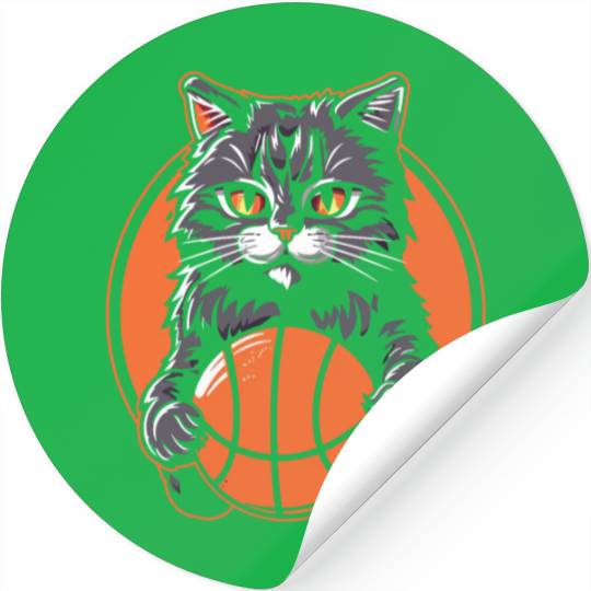 Basketball Cat Basketball Player I Love Basketball Stickers