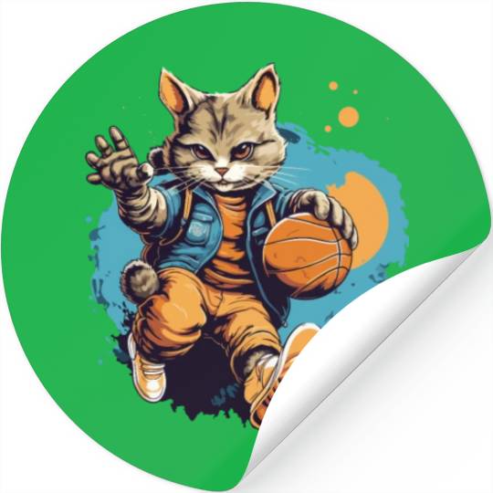 Basketball Cat Basketball Player I Love Basketball Stickers