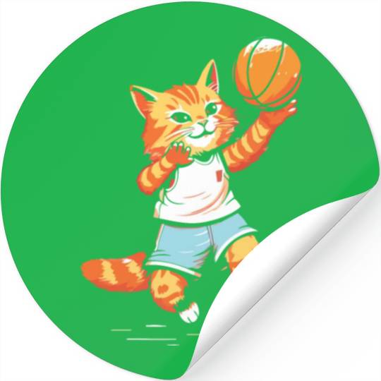 Basketball Cat Basketball Player I Love Basketball Stickers