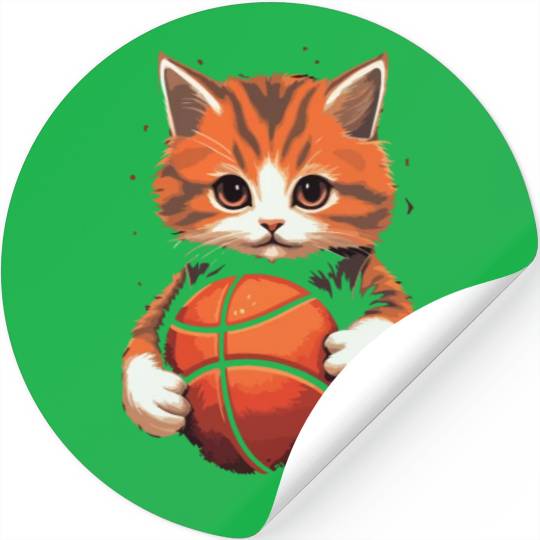 Basketball Cat Basketball Player I Love Basketball Stickers