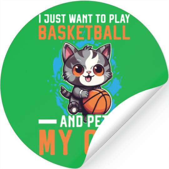 Basketball Cat Basketball Player I Love Basketball Stickers