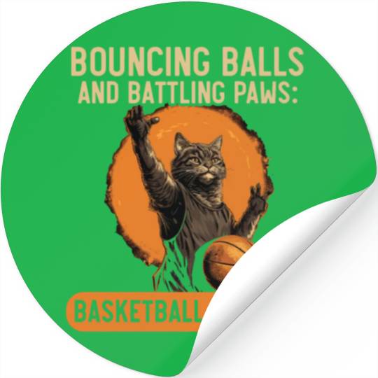 Basketball Cat Basketball Player I Love Basketball Stickers