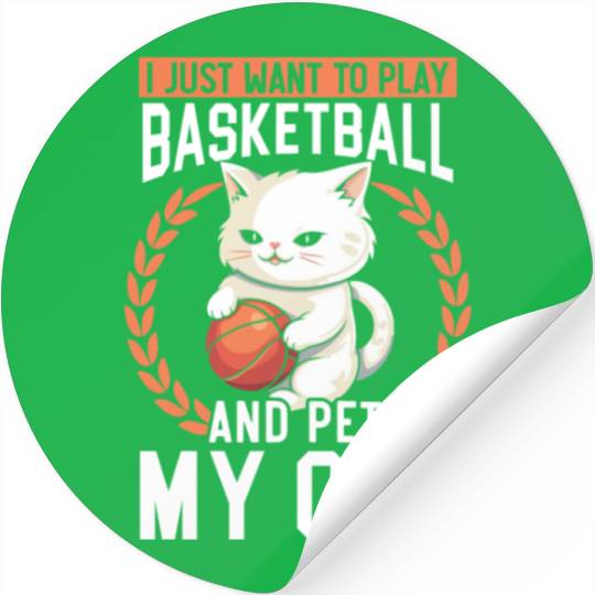 Basketball Cat Basketball Player I Love Basketball Stickers