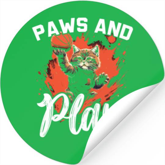 Basketball Cat Basketball Player I Love Basketball Stickers