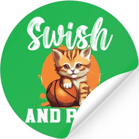 Basketball Cat Basketball Player I Love Basketball Stickers