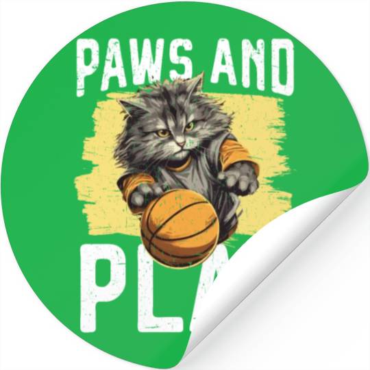 Basketball Cat Basketball Player I Love Basketball Stickers