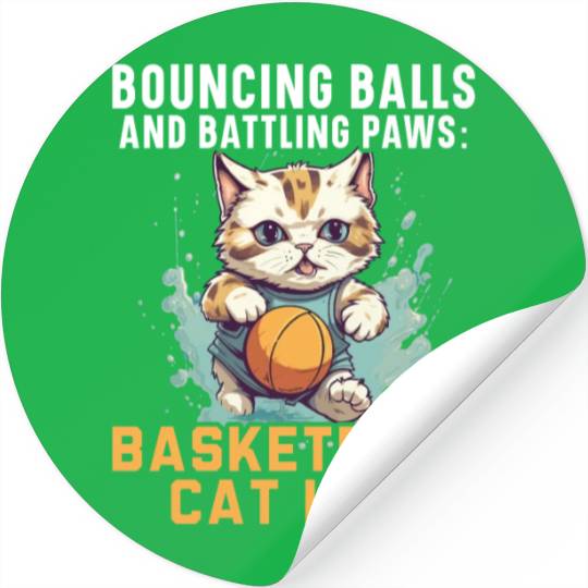 Basketball Cat Basketball Player I Love Basketball Stickers