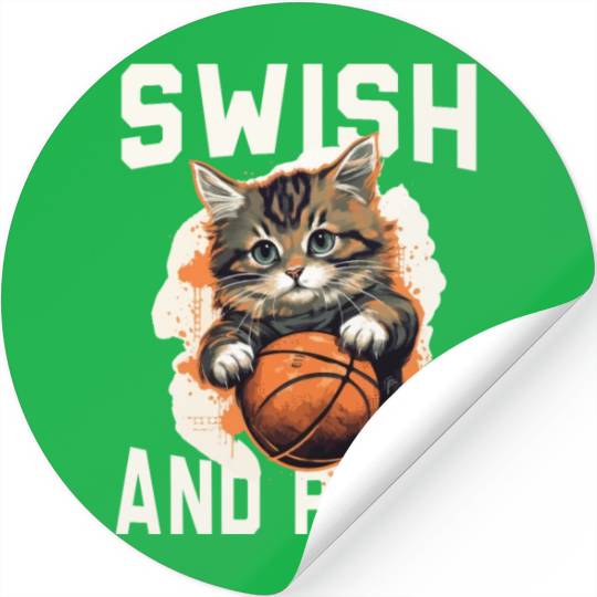 Basketball Cat Basketball Player I Love Basketball Stickers