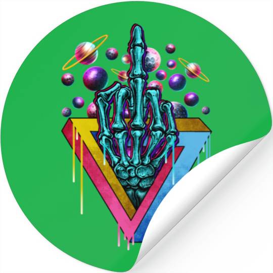 Trippy skeleton middle finger Stickers
