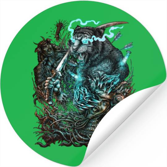 Mutant Tiger VS Samurai Stickers