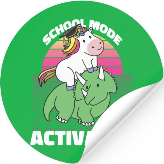 Student Unicorn Triceratops Dino Back To School Stickers