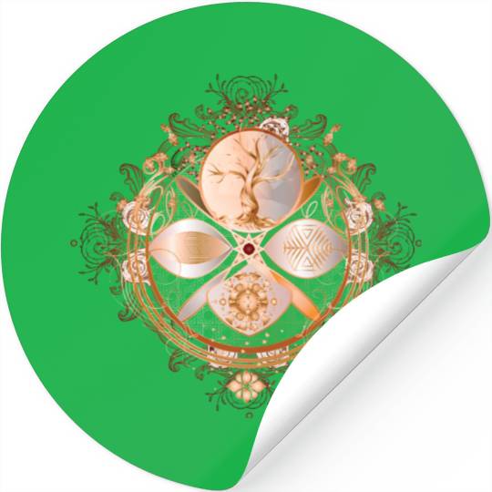 magic amulet, golden tree of life symbol Stickers