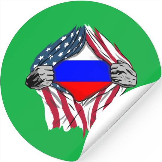 Russian American Blood Inside Me Country Flags Stickers
