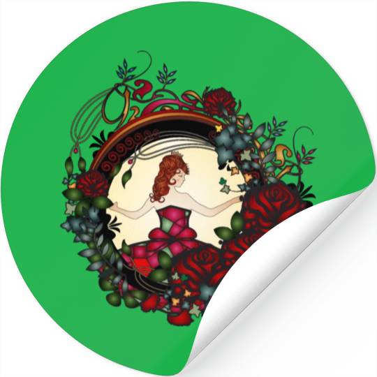 Art Nouveau princess in the rose garden Stickers