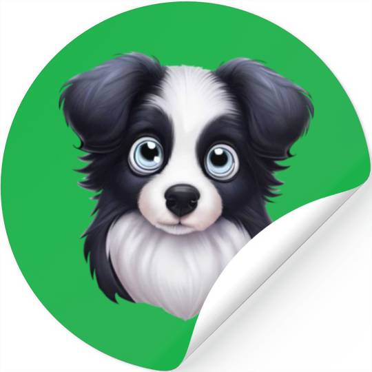 Artistic Border Collie Portrait Stickers