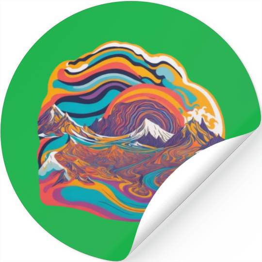 A psychedelic landscape. Stickers