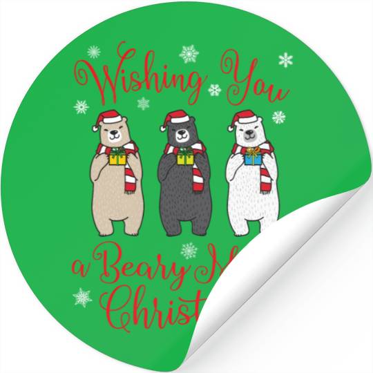 Beary Merry Polar Bear Winter Stickers
