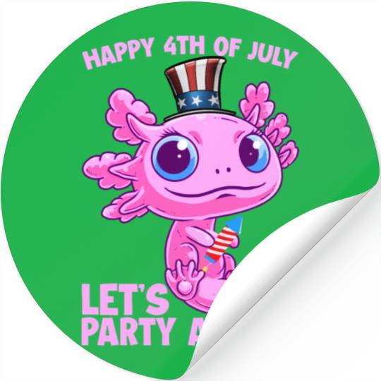 Axolotl 4th of July Patriotic Independence Day Mat Stickers