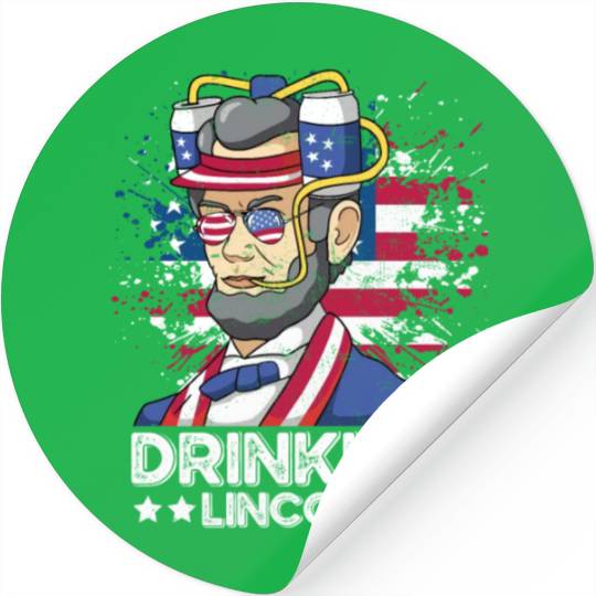Drinking Lincoln USA President Independence Day Stickers