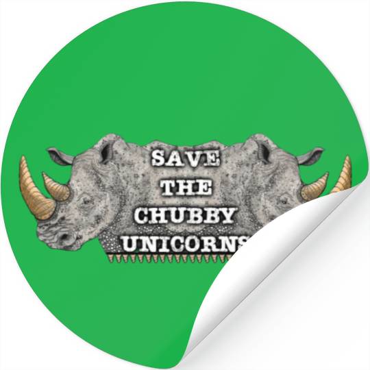 Save The Chubby Unicorns Rhinoceros Design Stickers