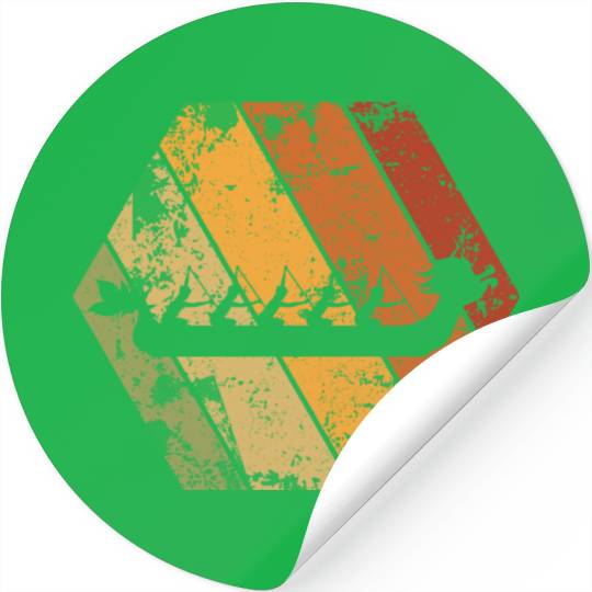 Dragon Boat Racing Retro Vintage Hexagon Logo Stickers