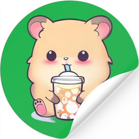 Kawaii hamster with bubble tea Stickers