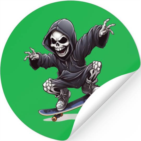 Grim Reaper Shreds the Streets: Skateboarding for Stickers