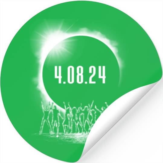 Total Solar Eclipse Party Crowd Silhouette 4.08.24 Stickers