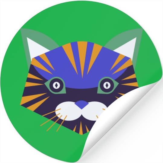 Colorful Cat Face Stickers