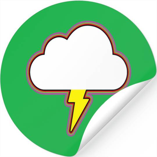 Thunder Cloud Lightning Raining Storm Stickers