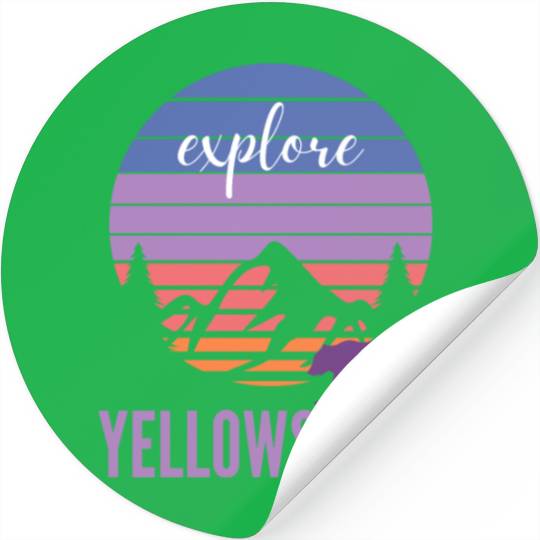 Cute Pink and Purple YStone Mountain Sunset Stickers